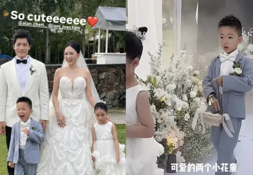 ▲陳喬恩結婚，明道兒子當花童，毫不怯場。（圖／翻攝自陳喬恩IG、明道抖音）