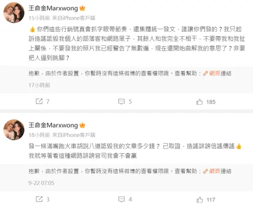 ▲王命金為了提告網友，一連在微博發了數篇文開罵。（圖／王命金微博）