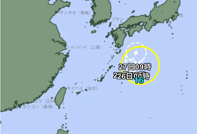 ▲ 日本氣象廳表示，今年第16號颱風「西馬隆」生成，未來路徑將往東北移動，對台灣並無影響。（圖／日本氣象廳）