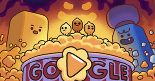 Google Doodle主角變「爆米花」！互動遊戲超萌　玉米粒狂跑互炸
