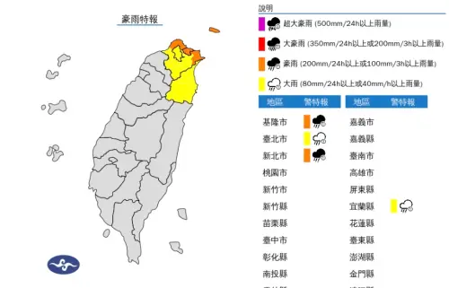 快訊／颱風前先暴雨！雙北、基隆4縣市「豪雨特報」　降雨到入夜
