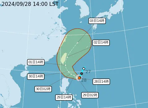 ▲輕度颱風山陀兒中心位置在北緯 18.4 度，東經 125.3 度。（圖／中央氣象署提供）