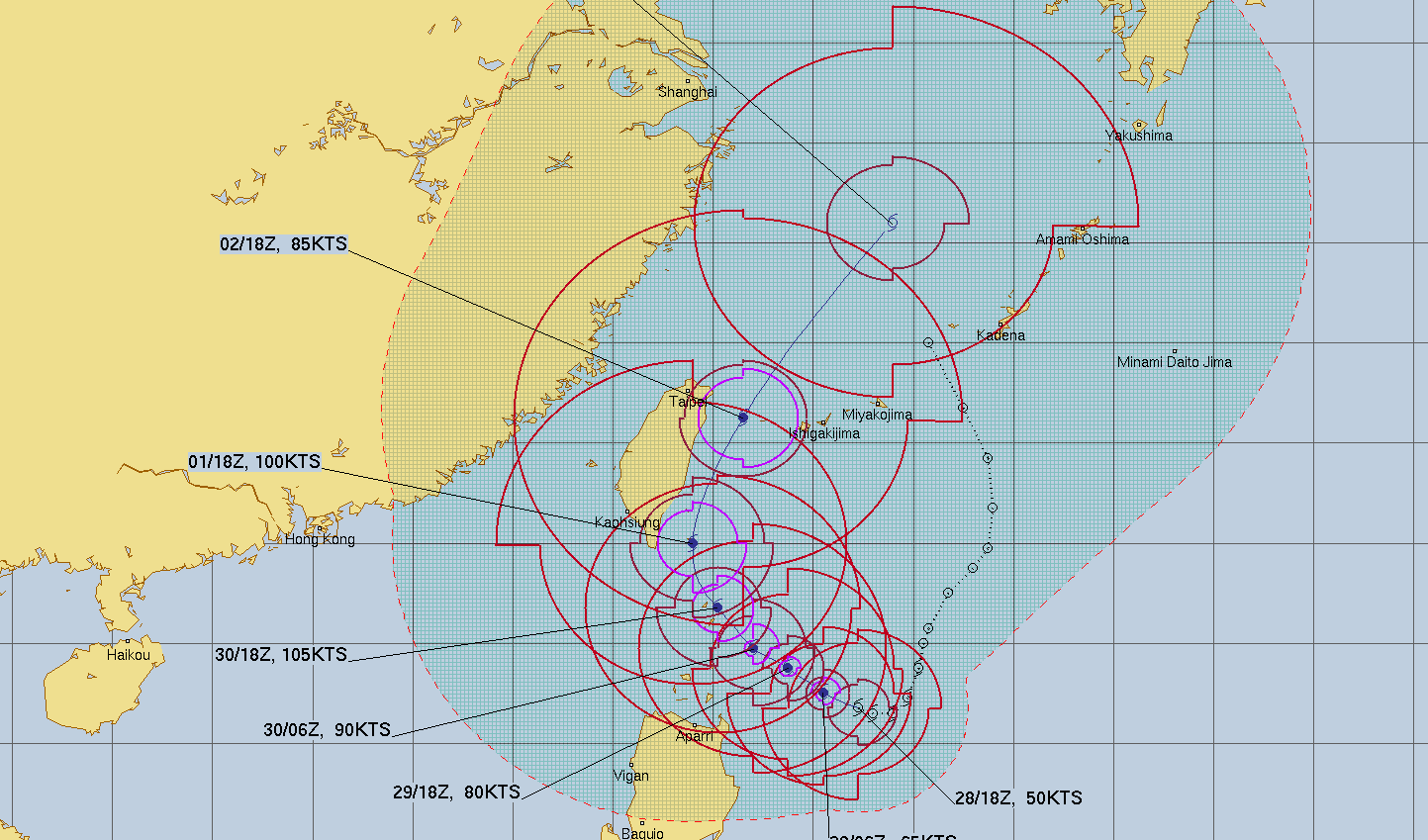 ▲山陀兒颱風今明兩天（9/29、9/30）往台灣近海靠近，隨後較高機率沿著東部海岸線北上，不排除有登陸機會。（圖／翻攝tropicaltidbits）