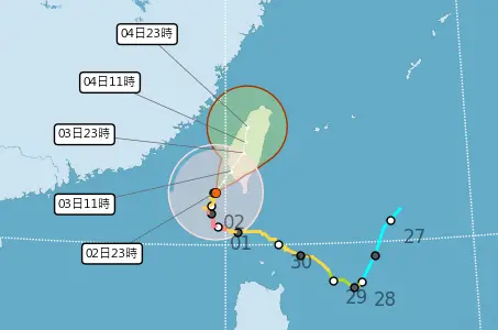 ▲山陀兒颱風經長時間龜速後，終於要登陸台灣，不過一登陸就將面對護國神山的挑戰。（圖／中央氣象署）