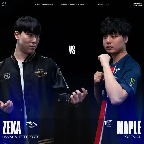 ▲HLE天才中路Zeka對決PSG寶刀未老的Maple。（圖／LoL Esports）