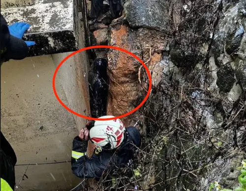 新北野柳豪雨不斷！民宅擋土牆位移崩落　男子遭夾受困縫隙搶救
