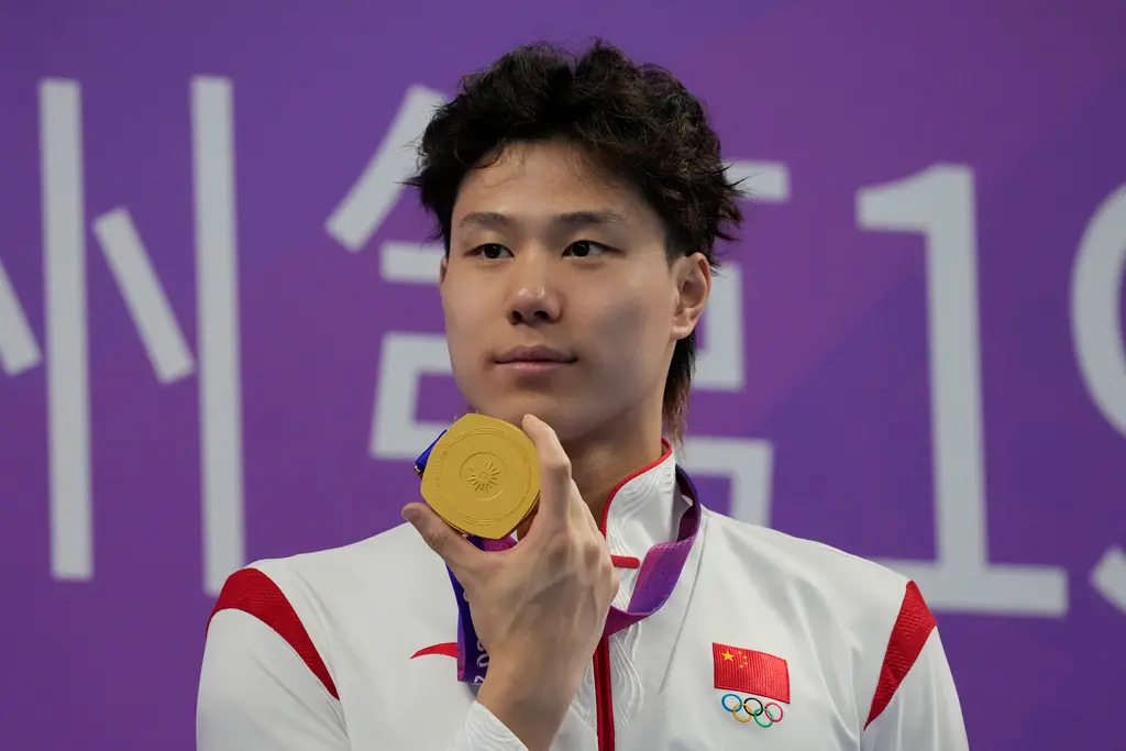 ▲中國蛙王覃海洋在這屆巴黎奧運個人項目表現不如預期，未婚妻毀滅式爆料，讓他名聲重創。（圖／美聯社／達志影像）