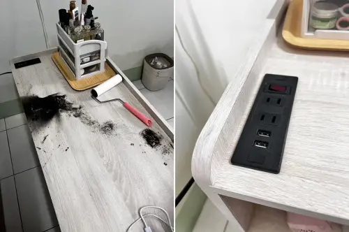 發文者也拍出了爆炸時的慘況,插座部分沒有受到損壞,有網友認為應該是行動電源出包的機率較高。(圖/翻攝Dcard) ▲發文者也拍出了爆炸時的慘況,插座部分沒有受到損壞,有網友認為應該是行動電源出包的機率較高。(圖/翻攝Dcard)