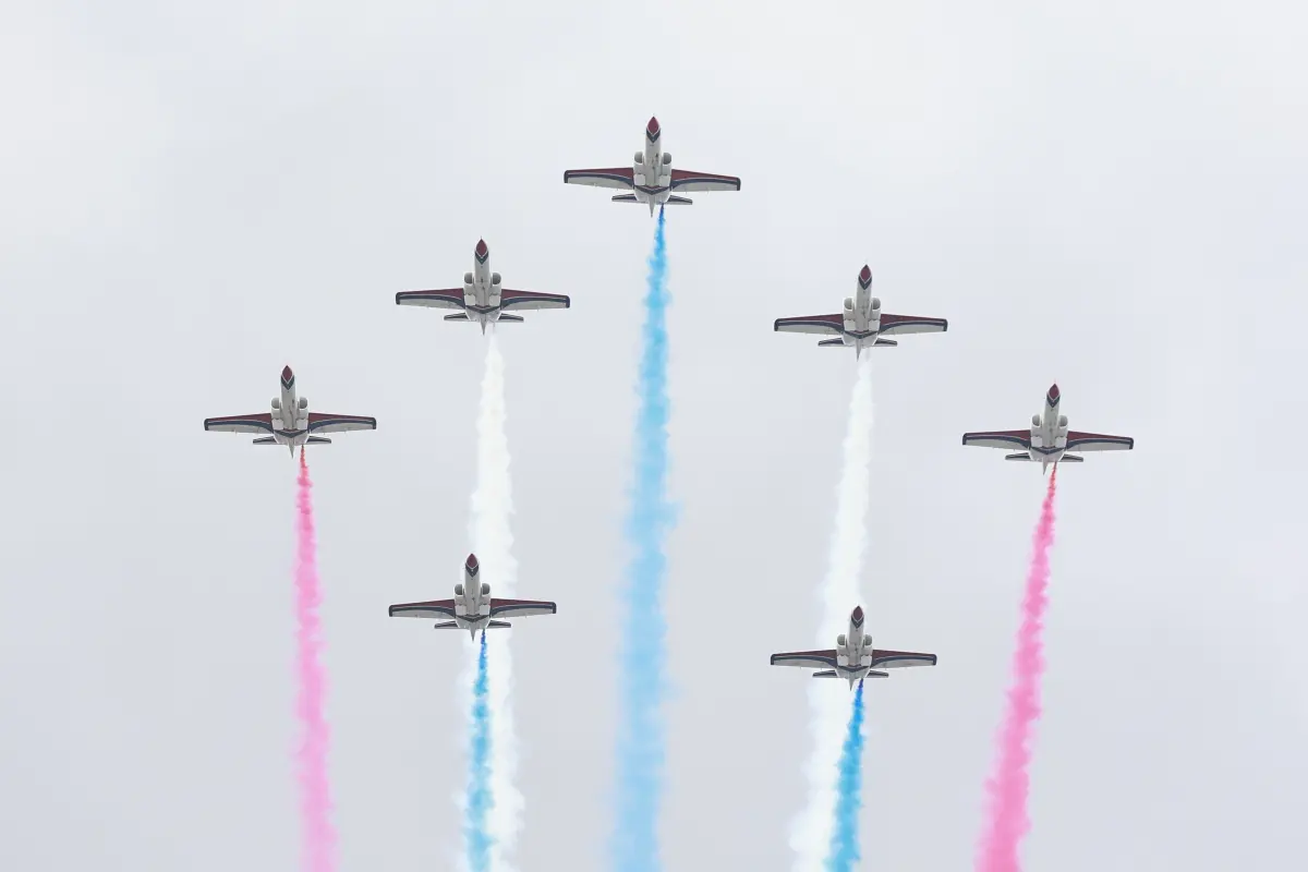 ▲我國空軍近期救援菲律賓，被中國抗議。圖為空軍雷虎小組七機五角隊形。（示意圖／記者葉政勳攝影）