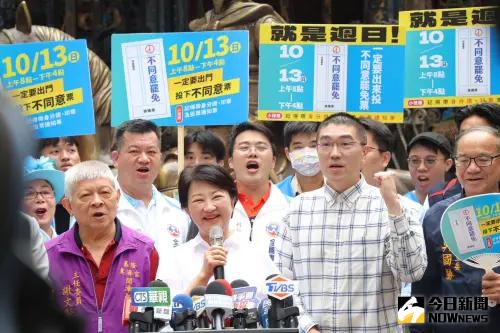 ▲台中市長盧秀燕現身基隆力挺謝國樑。（圖／記者李政龍攝，2024.10.12）