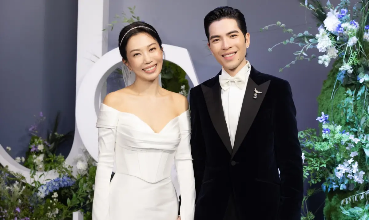 ▲蕭敬騰（右）和Summer（左）在婚禮上講誓詞講到淚崩，2人還相約要相愛8輩子。（圖／喜鵲娛樂提供）