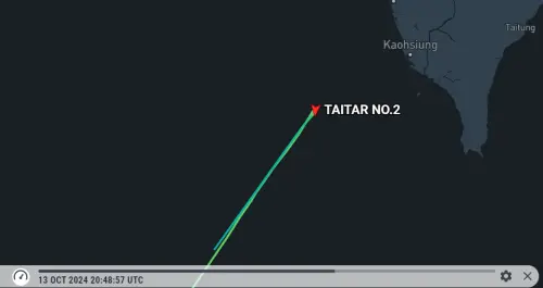 ▲「台達2號」原訂今天凌晨抵達台中港，但受到軍演影響，約莫在昨（13）日晚間8時51分折返。（圖／截取自marinetraffic）