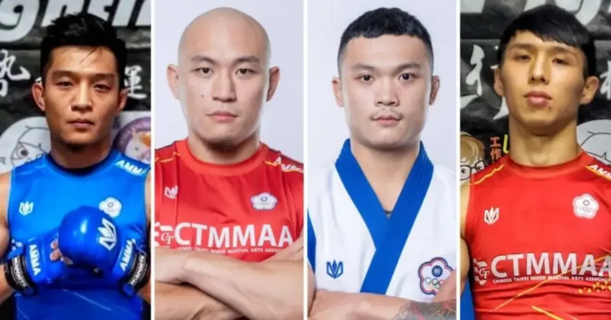▲台灣格鬥選手打出國際，競爭500萬總獎金，挑戰亞洲格鬥列強。左起李學顥、余至誠、楊濟華、楊皓翔。（圖／中華格鬥代表隊）