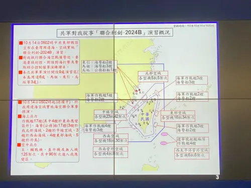 ▲國防部針對中共聯合軍演進行概要說明。（圖／記者陳威叡攝，2024.10.14）