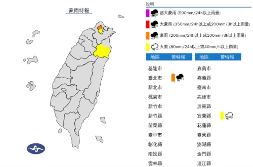 快訊／颱風靠近了！台北、宜蘭「豪雨特報」下到明天　16縣市強風
