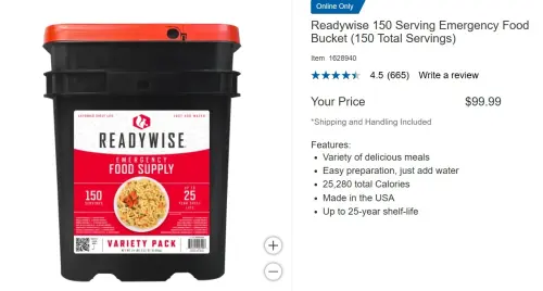 ▲美式賣場好市多（Costco）的「應急食物桶」（apocalypse food bucket），近年因災害頻繁，受到許多美國民眾歡迎。（圖／Costco官網）