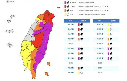 ▲康芮颱風全台雨量狀況。（圖／翻攝氣象署官網）