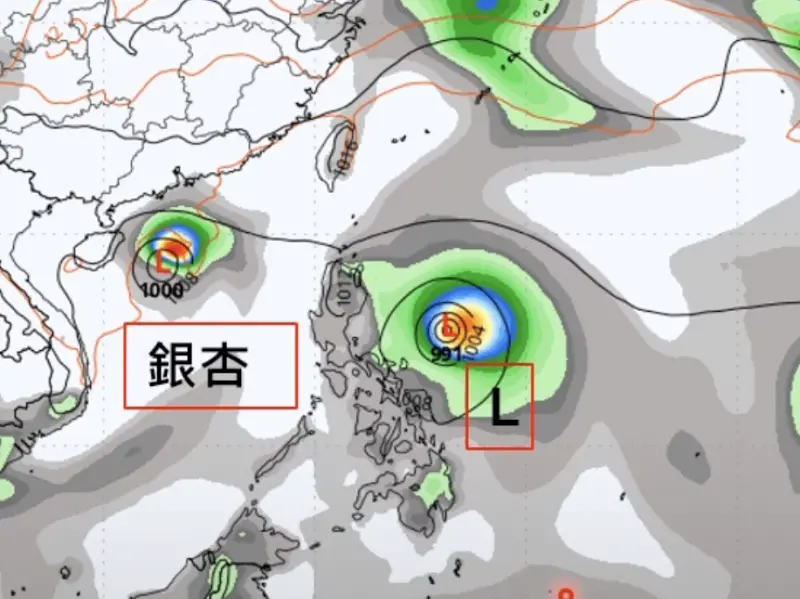 ▲銀杏颱風將往西進入南海，下週在菲律賓東方海面可能有新的熱帶擾動或颱風生成。（圖／賈新興提供）