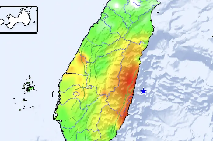 ▲今（7）日凌晨1時19分，台灣東部海域發生芮氏規模5.5地震，18縣市有感。（圖／中央氣象署）