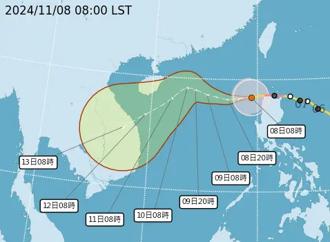 ▲今日中南部受銀杏颱風外圍雲層北上影響，山區有零星降雨，但影響已經偏小。接下來要注意，下週菲律賓東方海面仍有熱帶系統活動發展跡象。（圖／取自中央氣象署）