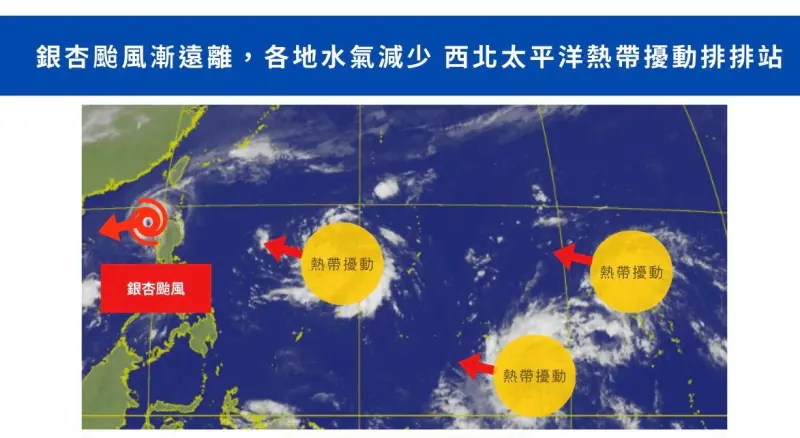 ▲熱帶性低氣壓TD27生成，未來1到2天有機會增強為今年第23號颱風桔梗。（圖／取自「天氣風險 WeatherRisk」臉書）