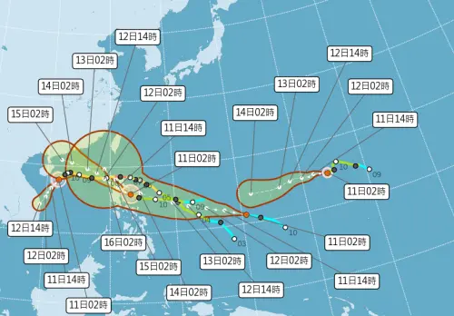 颱風動態整理！天兔、桔梗「生成時間、最新路徑、風雨影響」一覽
