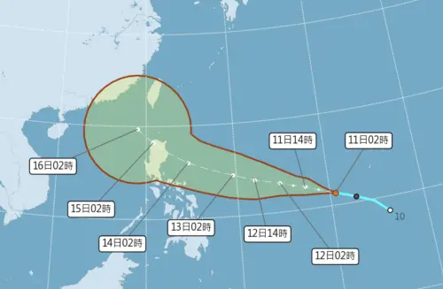 ▲目前中央氣象署預估，即將生成的天兔颱風大幅度北轉的機率較低。（圖／中央氣象署）