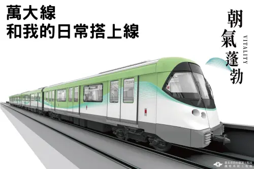 ▲萬大線列車車色「朝氣蓬勃」是經由民眾票選出來，水波紋展現新店溪跟大漢溪意象。（圖／北市捷運局官網）