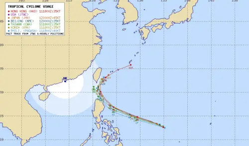 ▲目前各國針對天兔颱風路徑預測，大多偏向提早北轉，從台灣東部海域北上。（圖／翻攝Typhoon2000）