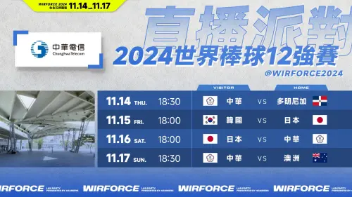 ▲WirForce 2024 世界12強棒球賽直播派對資訊。（圖／WirForce提供）