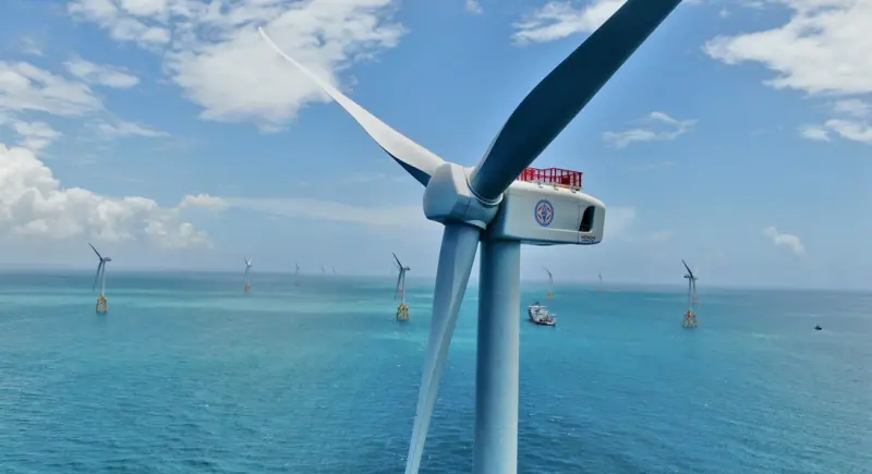▲渢妙一期風場,正式宣布完成融資。離岸風電示意圖。(圖/台電提供)