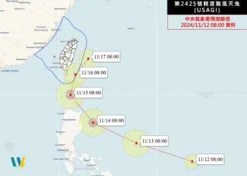 ▲天兔颱風週四接近呂宋島東北部，週五北轉進入巴士海峽，週六經過台灣東南部近海後，向東北加速移動。（圖／「天氣職人-吳聖宇」臉書）