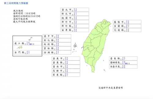 ▲天兔颱風風力預測，明天並無風力達停班課標準。（圖／中央氣象署）