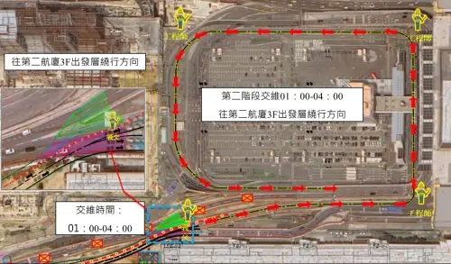 ▲優化機場聯外交通動線，桃機航站南路第一階段改道工程，預計於12月2日進行切換。（圖／桃機公司）