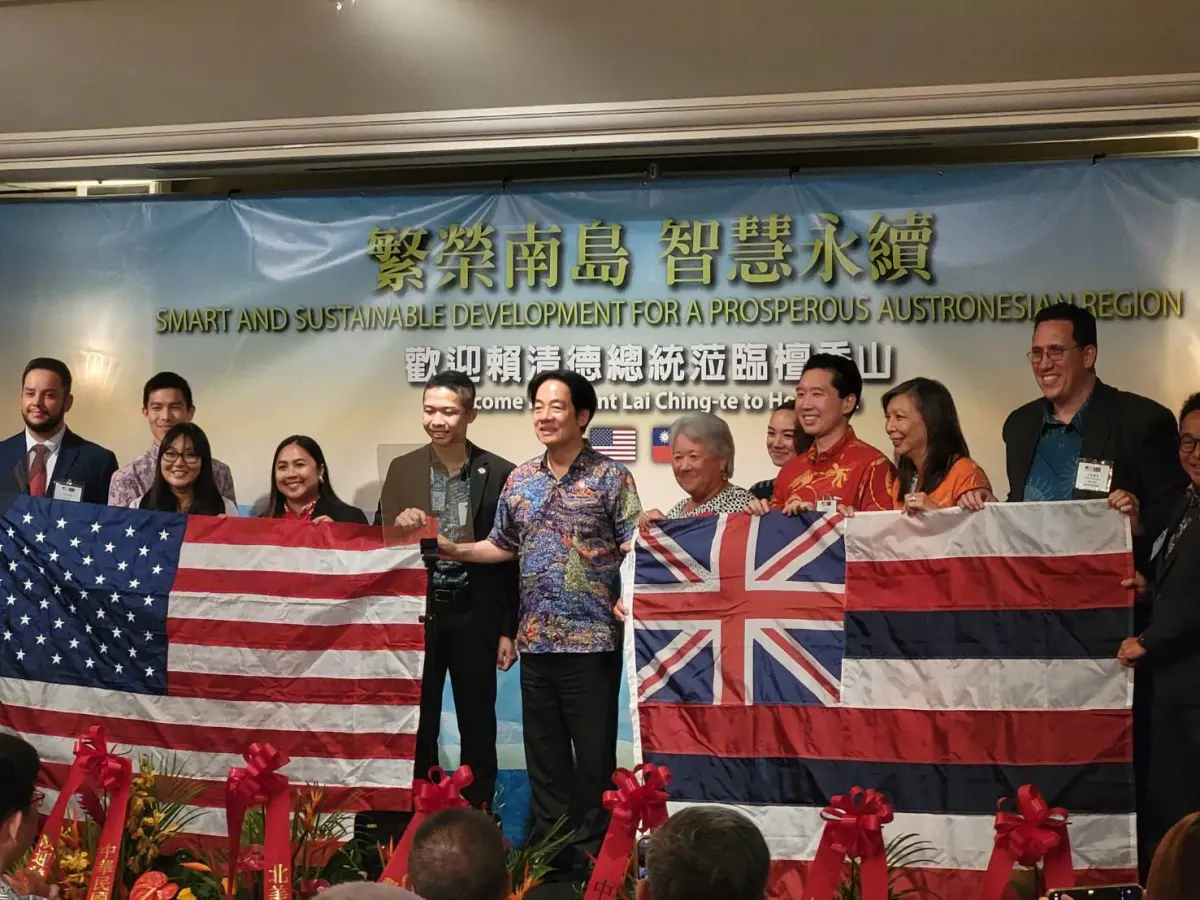 ▲賴清德於當地晚間6時30分出席僑宴受到僑胞熱烈歡迎。（圖／記者陳佩君攝，2024.12.1）