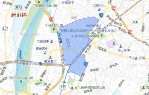 ▲新北市板橋12/9停水範圍。（圖／自來水公司）