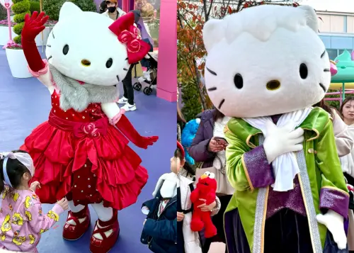 ▲Hello Kitty與Dear Daniel情侶檔表演完，還留下來和大家互動很久。（圖／記者蕭涵云攝）