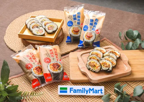 ▲2款加熱型飯卷新品「日式明太子炙烤牛飯卷」與「松露乳酪德腸飯卷」。（圖／全家提供）