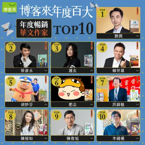 ▲博客來2024年度暢銷華文作家TOP10。（圖／官方提供）