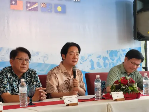 ▲賴清德今在帛琉與媒體茶敘。（圖／記者陳佩君攝，2024.12.05)