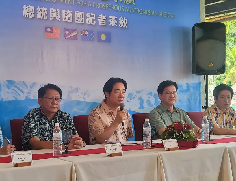 ▲賴清德在帛琉與媒體茶敘，回應韓國戒嚴一事。（圖／記者陳佩君攝，2024.12.05)