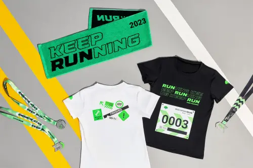 ▲國泰世華體現對健康與企業凝聚力的員工活動「Cathay Run 2023」，以「Keep Running」為核心設計概念，在今年拿下亞洲三大設計獎之一的「韓國K-DESIGN AWARD」金獎殊榮。