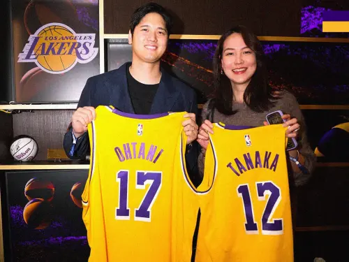 ▲大谷翔平（左）和田中真美子（右）都很熱愛運動，還曾一起去看籃球比賽。（圖／湖人隊X＠Lakers）