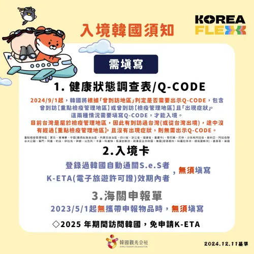 ▲目前的入境韓國須知。（圖／取自韓國觀光公社-台北支社臉書）