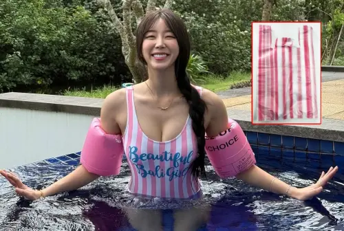 安芝儇曬性感辣照！泳衣卻像「台灣紅白條紋垃圾袋」　粉絲全笑瘋
