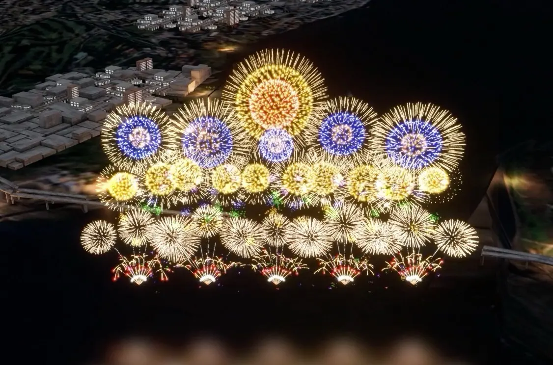 ▲2025淡水跨年「閃耀新北1314跨河煙火」全台最早在漁人碼頭及八里左岸施放，最佳觀賞攻略搶先看；獨家韓團SUPER JUNIOR利特、始源、神童等演唱會卡司，直播轉播、天氣交通一次整理。（模擬圖／新北市高灘地工程管理處提供）