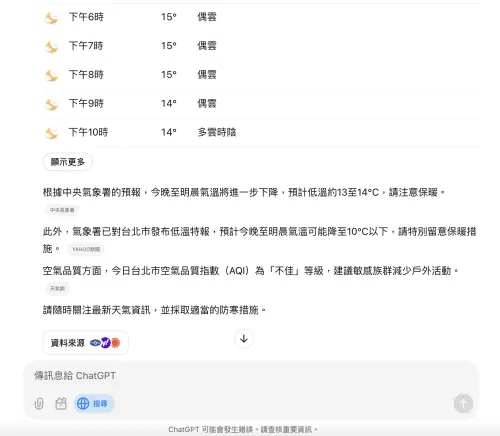 ▲ChatGPT可以透過搜尋功能補足資料庫無法提供即時資訊的痛點。（圖／螢幕截圖）