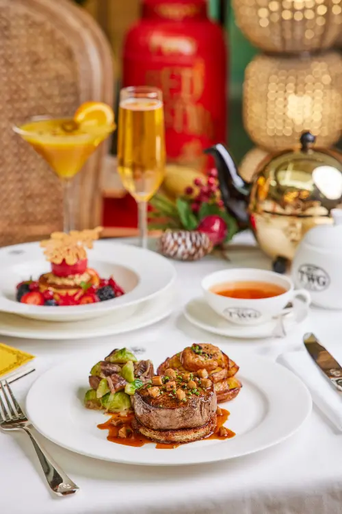 ▲TWG Tea2024聖誕茗茶套餐「嫩煎美國菲力牛排佐鵝肝醬」。（圖／TWG Tea提供）