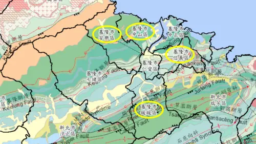 ▲基隆暖暖、安樂、信義、中山等4區，全區都列「山崩與地滑地質敏感區」。（圖／郭鎧紋提供）