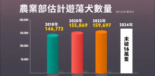 ▲農業部自2018年起，每2年進行遊蕩犬數量調查統計，農業部動保司副司長陳中興表示，2024年遊蕩犬並未破16萬隻。（圖／NOWnews社群中心製。）